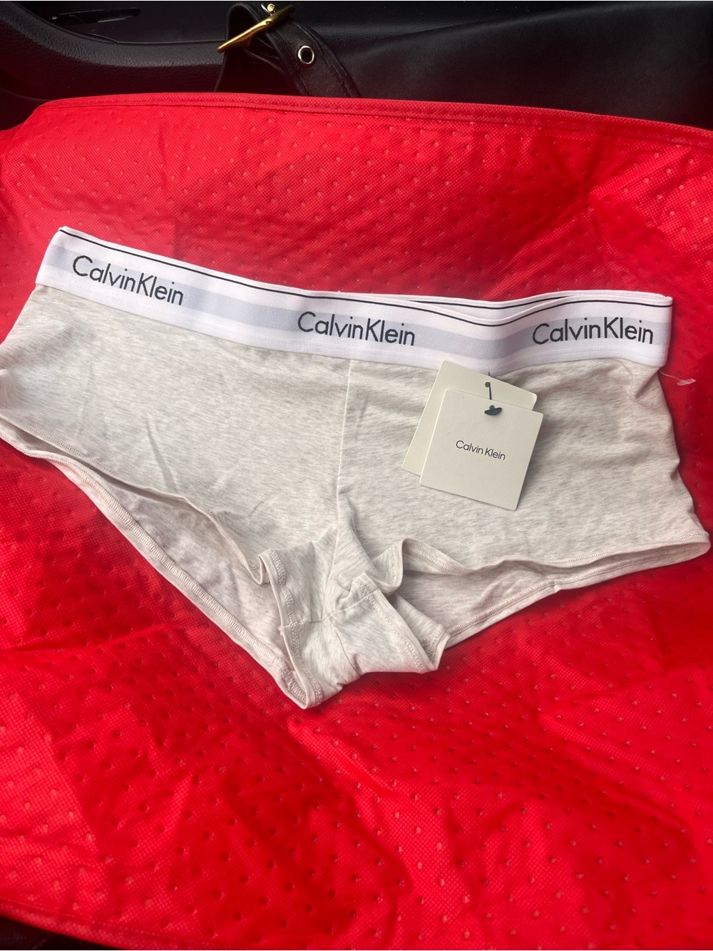 Calvin Klein Light Gray Cotton Boxer Briefs with White Logo Waistband